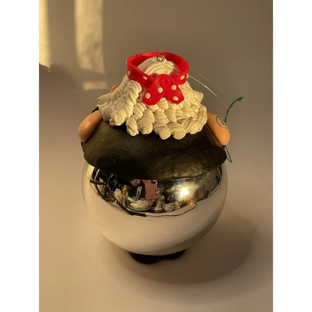 Christmas Santa Biker Ornament with Tatoo VTG Born to Be Wild Missing Glasses